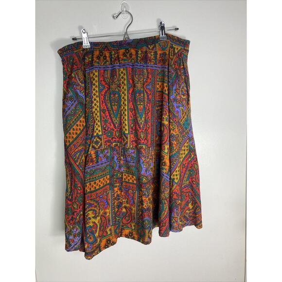 Vintage Karen Kane 100% Rayon Made In USA 12 Bright Boho Skirt With Pockets - Picture 1 of 5